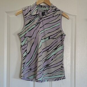 jamie sadock Lavender & Mint Sleeveless Polo with Black Stripe Print